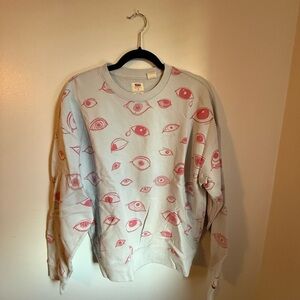 Levi's Pink and White Eye Pattern Crewneck Sweater
